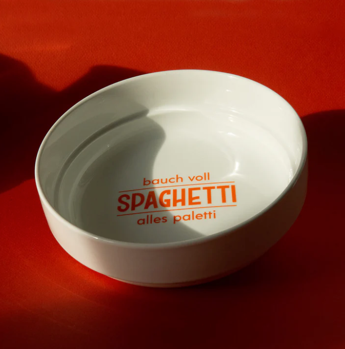 Teller 'Bauch voll Spaghetti, alles paletti' Viel Spass Studio