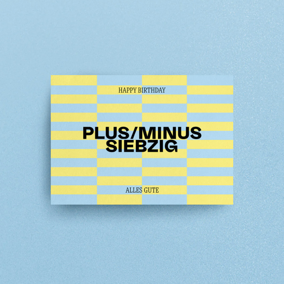 Postkarte 'Plus/Minus Siebzig' Viel Spass Studio