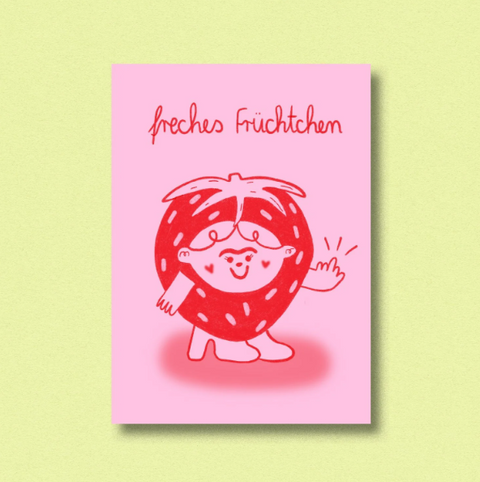 Postkarte 'Freches Früchtchen' – Erdbeere Jenne Graßmann