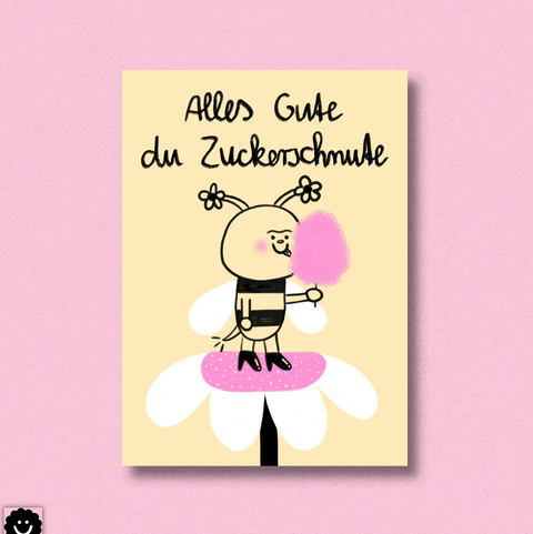 Postkarte 'Alles Gute du Zuckerschnute' Jenne Graßmann