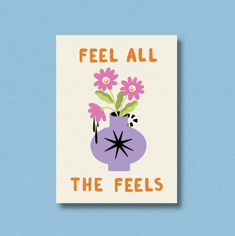 Postkarte 'Feel all the feels' – Blumen in Vase Jenne Graßmann