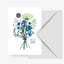 Postkarte 'With love' – blauer Blumenstrauß