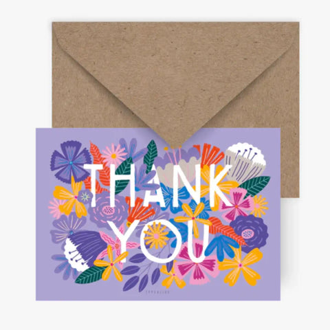 Postkarte 'Thank you' – Blumen