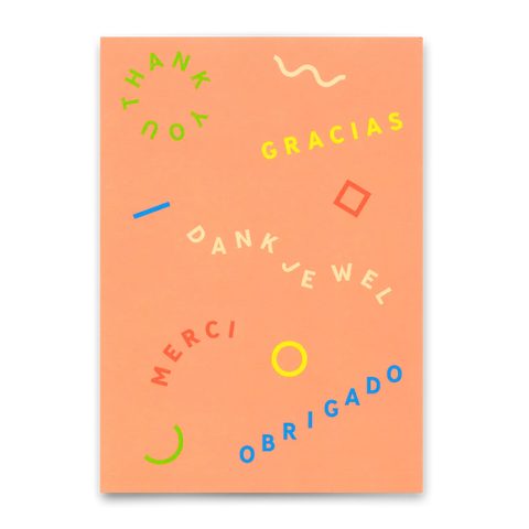 Postkarte 'Gracias Merci Danke'