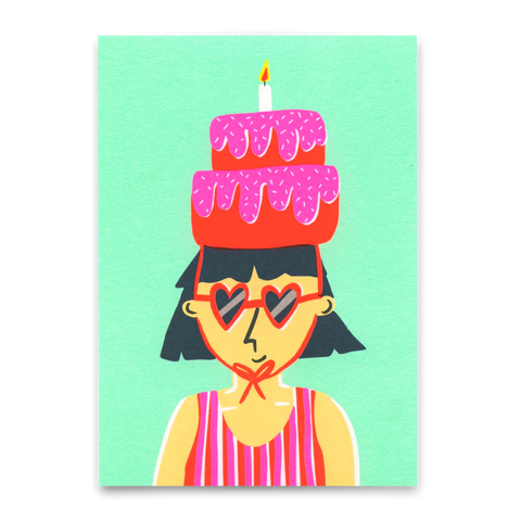 Postkarte 'Birthday cake hat'