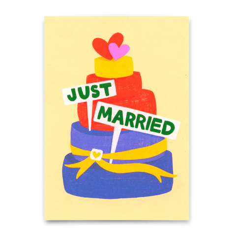 Postkarte 'Just married' – Torte