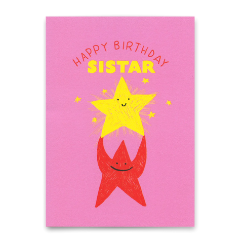 Postkarte 'Happy birthday, Sistar' – Stern