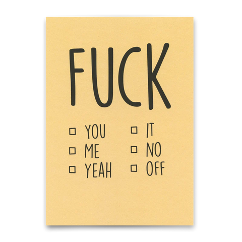 Postkarte 'Fuck you/me/yeah'
