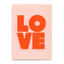 Postkarte 'LOVE' – Roter Schriftzug/rosa Hintergrund