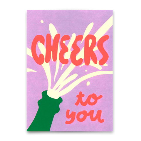 Postkarte 'cheers to you - pop a bottle'