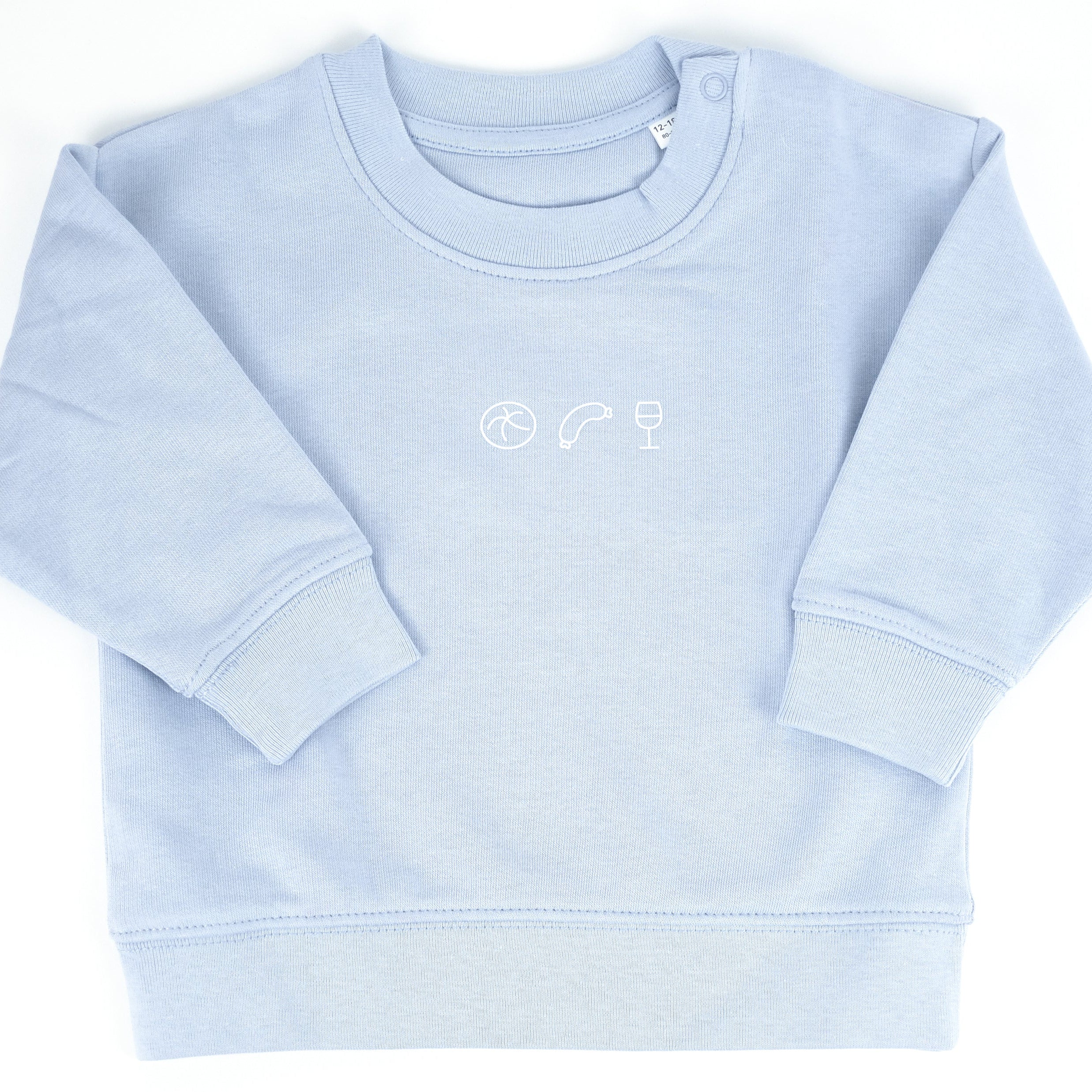 Babypullover 'Weck Worscht Woi' – hellblau Charles