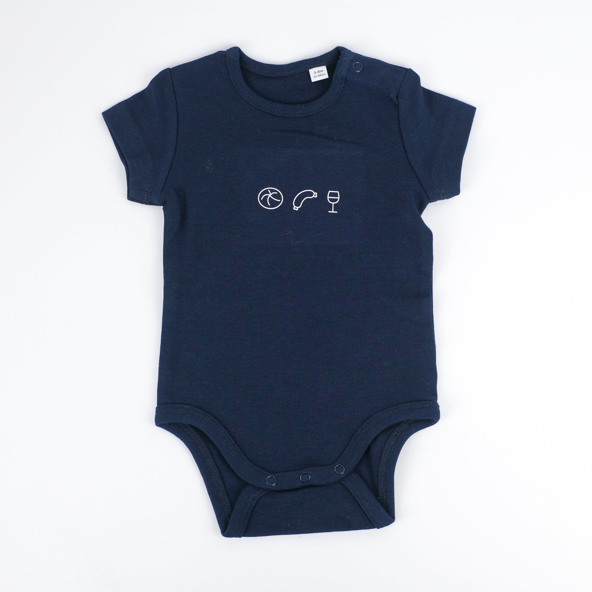 Babybody 'Weck Worscht Woi' – dunkelblau Charles