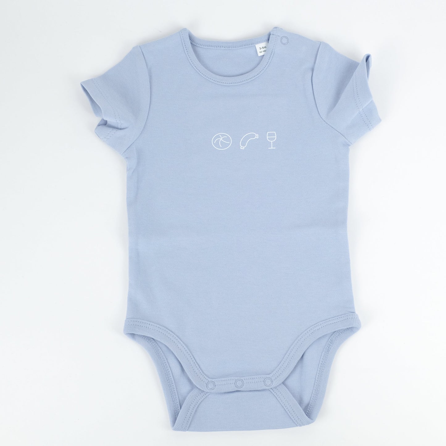 Babybody 'Weck Worscht Woi' – hellblau Charles