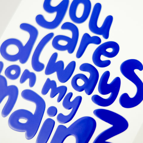 Postkarte 'You are always on my Mainz' – blaue Schrift LIEBS.CO