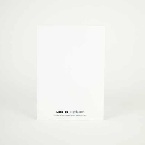 Postkarte 'You are always on my Mainz' – blaue Schrift LIEBS.CO