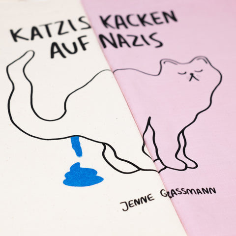 Jutebeutel 'Katzis kacken auf Nazis' - rosa Jenne Graßmann