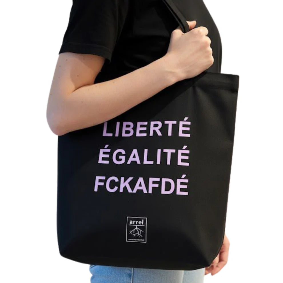 Jutebeutel 'Liberté Egalité FCKAFD' – Black/Purple Arrel