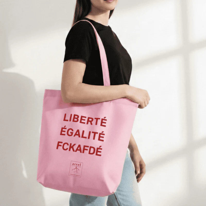 Jutebeutel 'Liberté Egalité FCKAFD' – Pink/Red Arrel