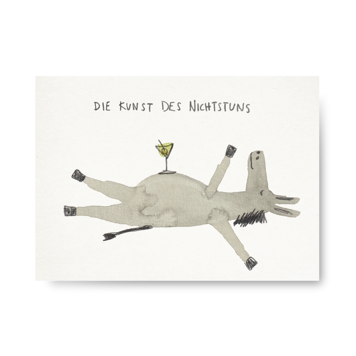 Postkarte 'Die Kunst des Nichtstuns' – Esel Farina Kuklinski