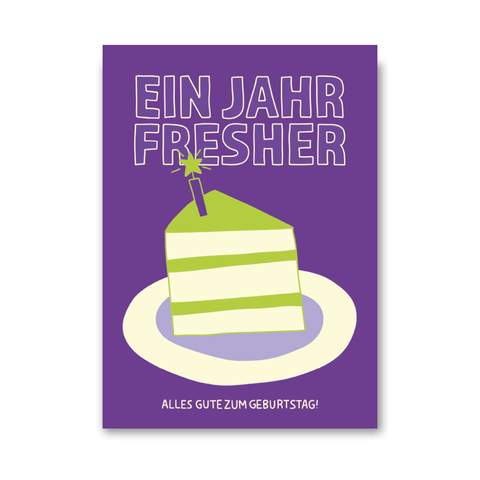 Postkarte 'Ein Jahr fresher' – Geburtstagstorte LIEBS.CO
