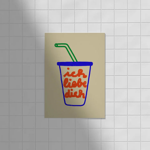 Postkarte 'ich liebe dich' – Getränk Framboise und Ketchup