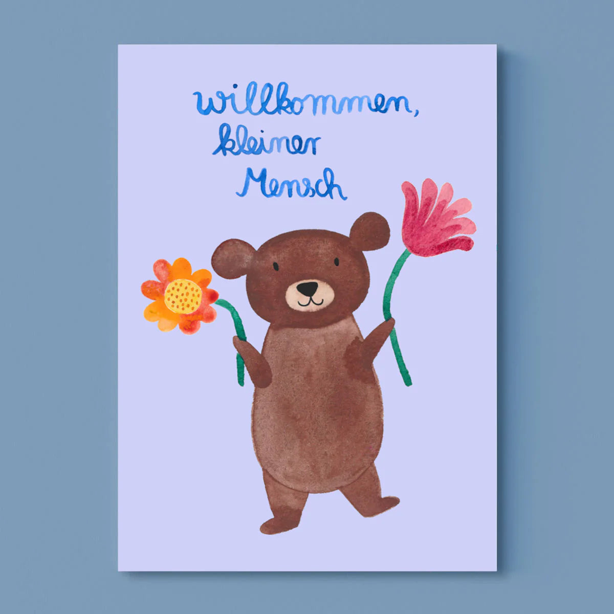 Postkarte 'Willkommen kleiner Mensch' – Bär Frau Ottilie