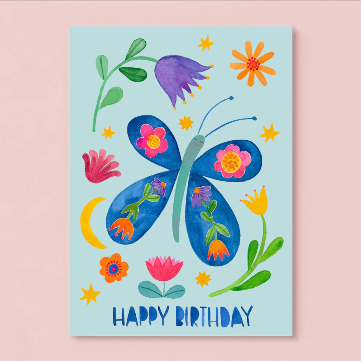 Postkarte 'Happy Birthday' – Schmetterling Frau Ottilie