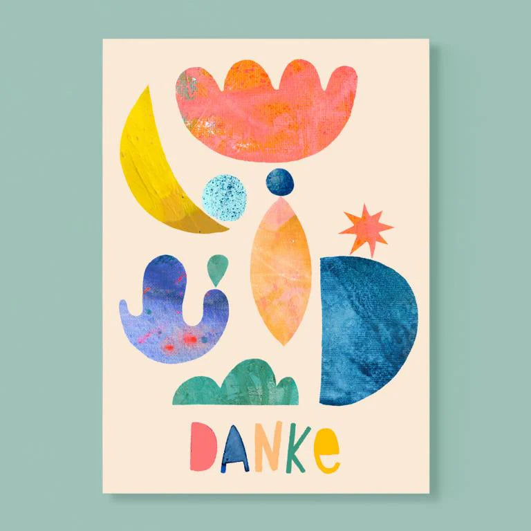 Postkarte 'Danke' – bunte Formen Frau Ottilie