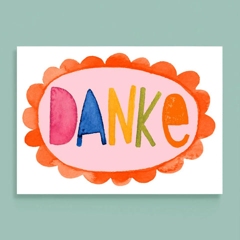 Postkarte 'Danke' – große Blumen Frau Ottilie