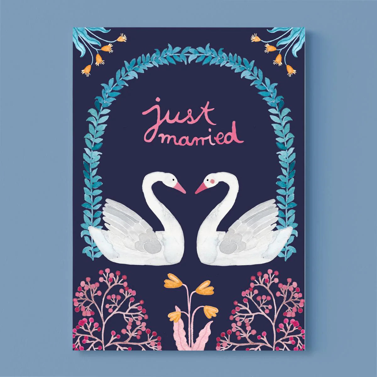 Postkarte 'just married' – Schwäne Frau Ottilie