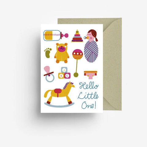 Klappkarte 'Hello little one' – Babysachen