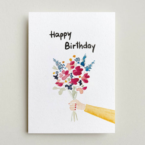 Postkarte 'Happy Birthday' – Blumenstrauß