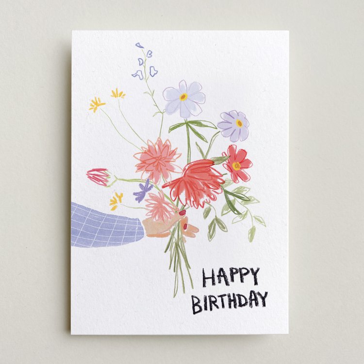 Postkarte 'Happy Birthday' – Blumenstrauß Farina Kuklinski