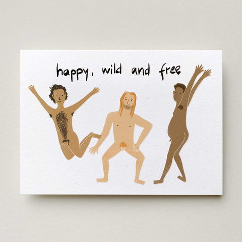 Postkarte 'Happy, wild and free' – men