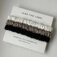 3er Set Essential Silk Scrunchies – weiß/braun/schwarz Jona the Label