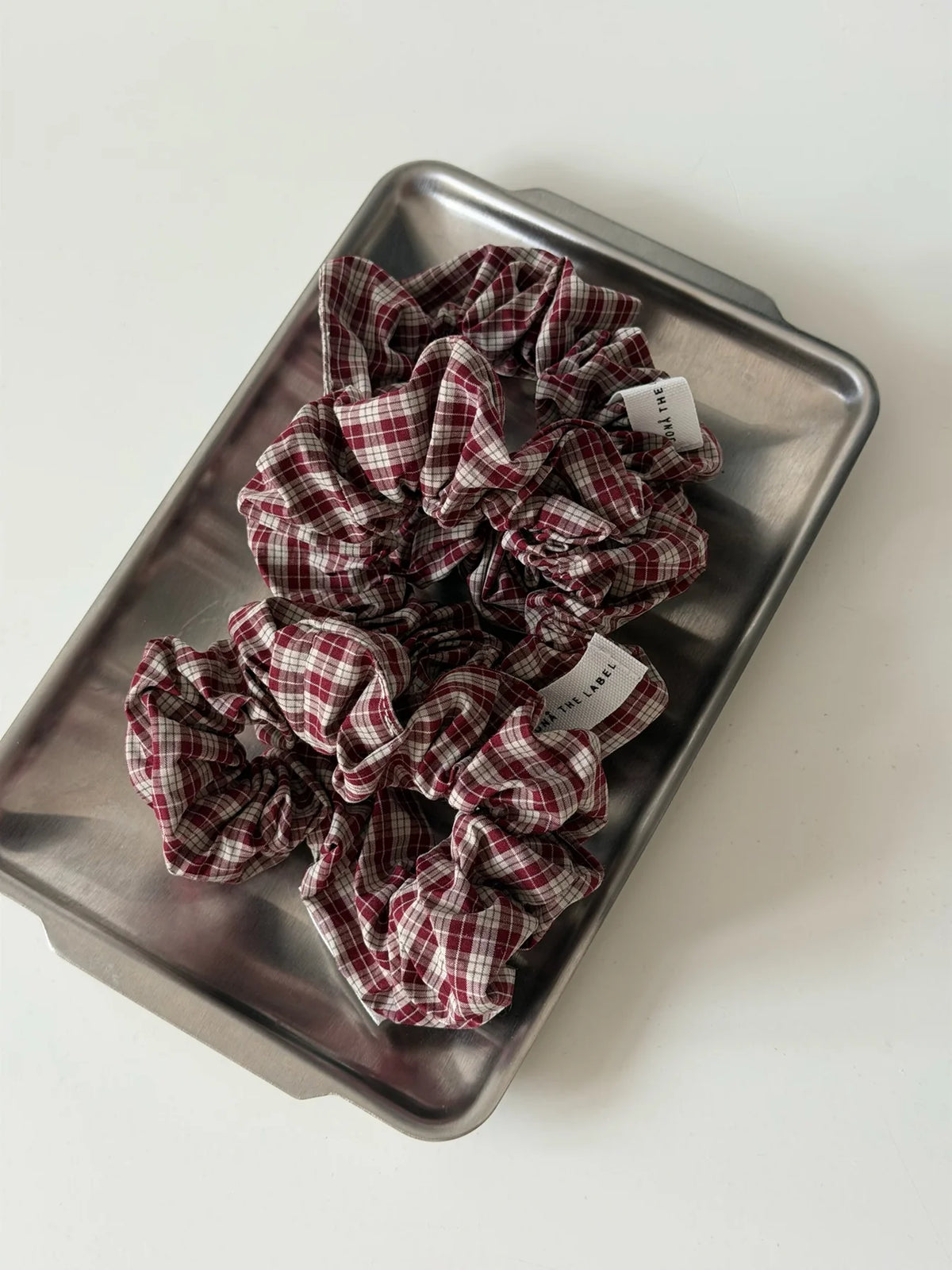 Everyday Scrunchies – burgundy plaid