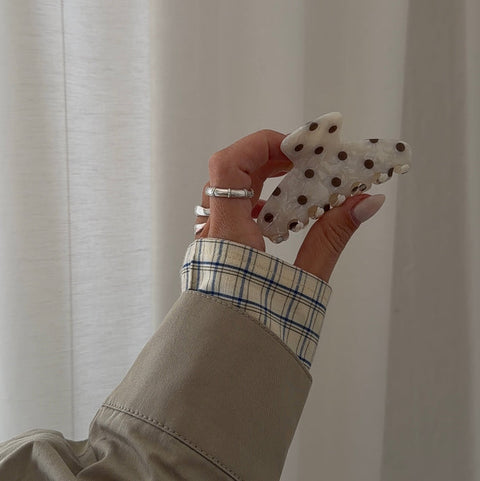 Haarklammer 'Line' – brown polka dots Jona the Label