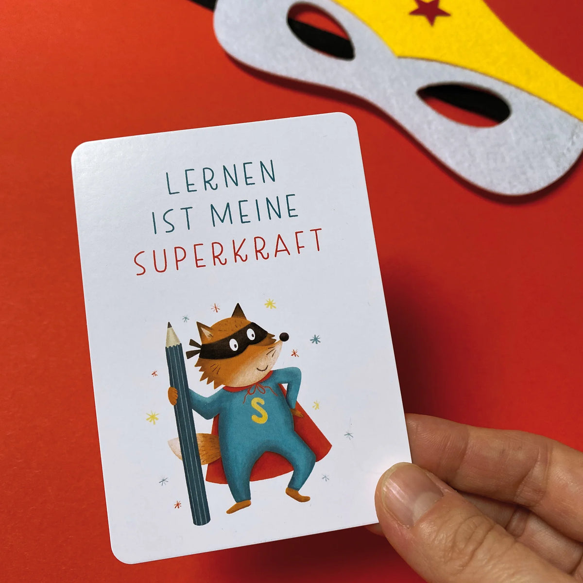 Affirmationskarten für Kinder 'Starke Gedanken' Rüsselfuchs