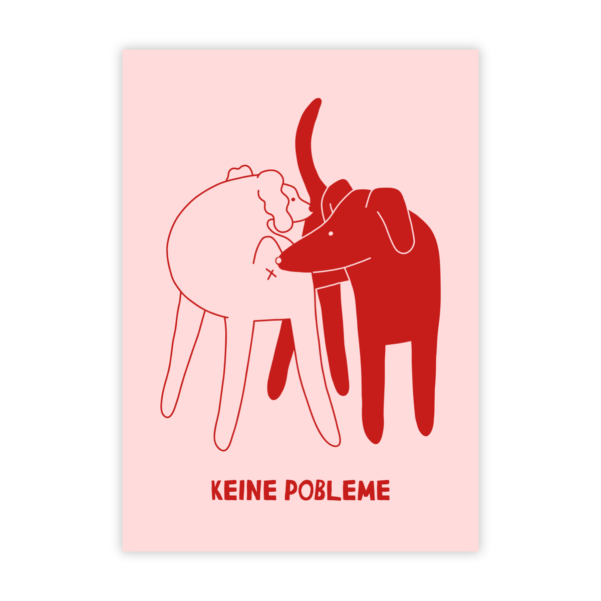 Postkarte 'Keine Pobleme' pinke distel
