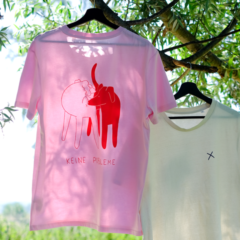 T-Shirt 'Keine Pobleme' – rosa/rot pinke distel