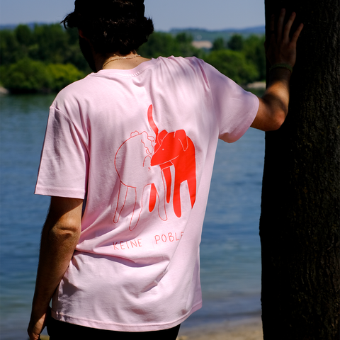 T-Shirt 'Keine Pobleme' – rosa/rot pinke distel