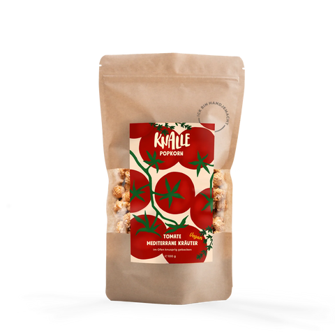 Popcorn von der Firma Knalle mit der Geschmacksrichtung Tomate Mediterrane Kräuter