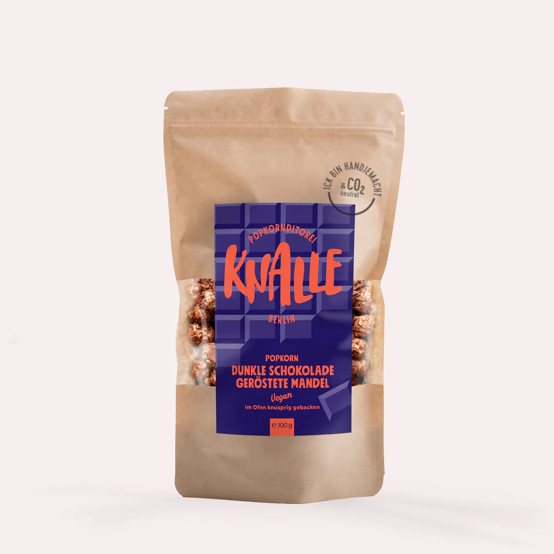 Popcorn 'Dunkle Schoko Geröstete Mandel' Popkornditorei Knalle