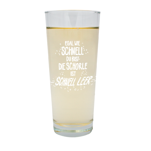 Weinschorle-Glas 'Egal wie schnell du bist, die Schorle ist schnell leer' pinke distel