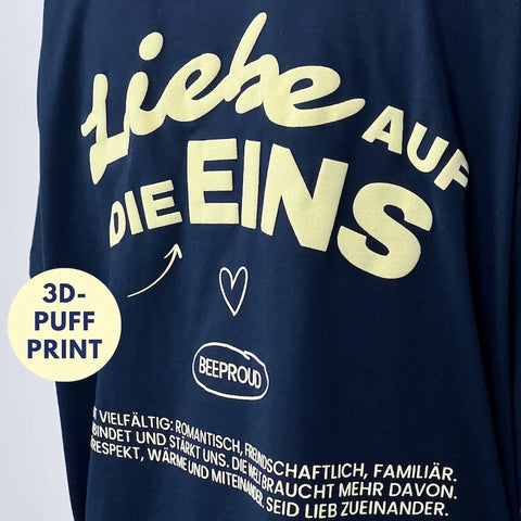T-Shirt 'Liebe auf die Eins' – navy blue