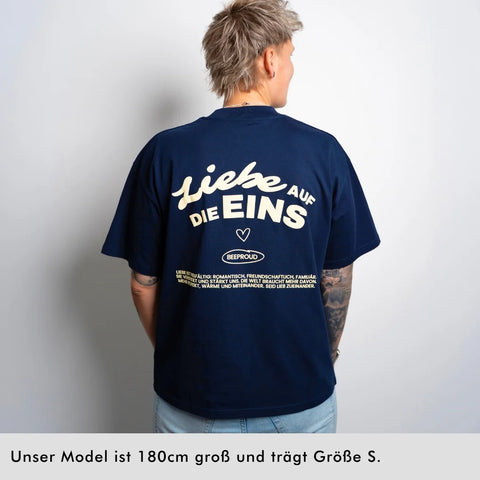 T-Shirt 'Liebe auf die Eins' – navy blue