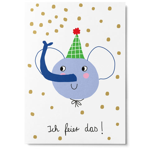 Postkarte 'Ich feier das!' – Elefant Unter Pinien