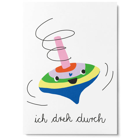 Postkarte 'Ich dreh durch' – Kreisel Unter Pinien