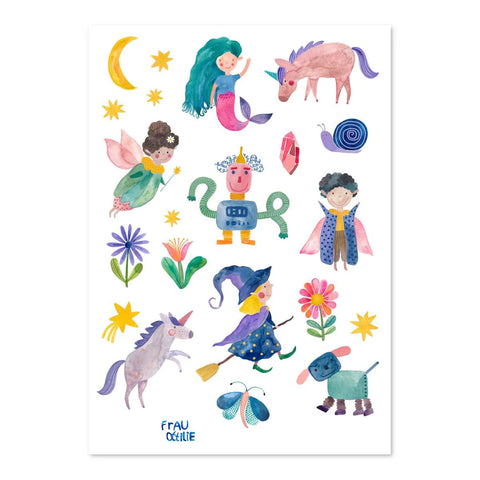 Lustige Kinder-Tattoos 'Fantastische Wesen' Frau Ottilie