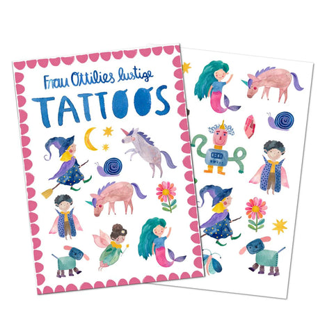 Lustige Kinder-Tattoos 'Fantastische Wesen' Frau Ottilie